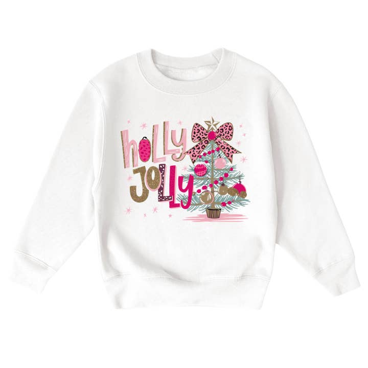 Holly Jolly Youth Christmas Sweatshirt for wholesale by Mama and Littles Apparel