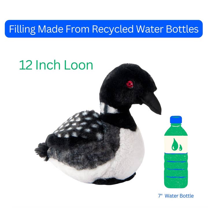 The Petting Zoo - Wholesale Stuffed/Plush Toy - Kids & Baby - Earth Keeperz Loon medium 12" Recycled Plush1