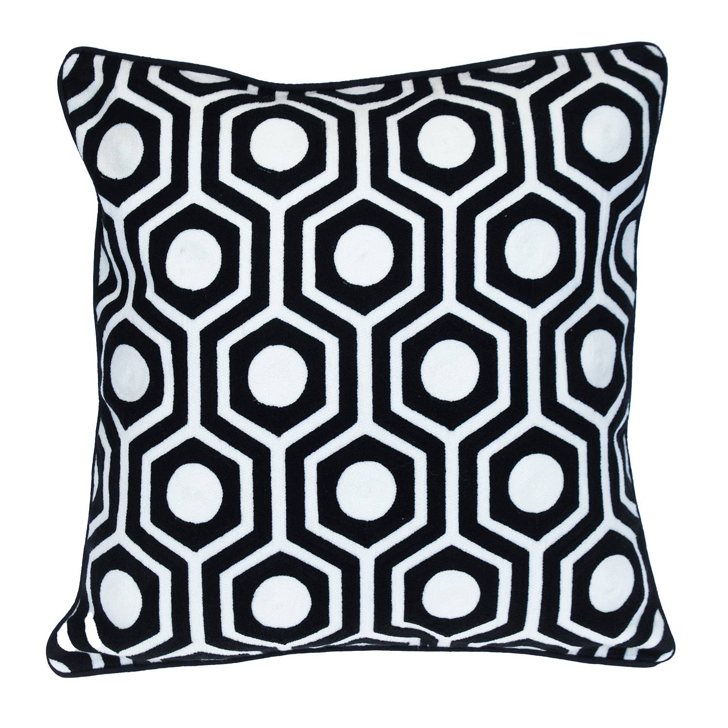 HomeRoots - Wholesale Throw/decorative pillow - 20" Black and White Geometric Cotton Throw Pillow1