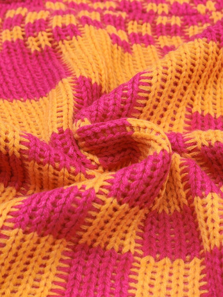 Multicolor Open Front Mixed Checkered Pattern Knit Cardigan for wholesale on Faire9