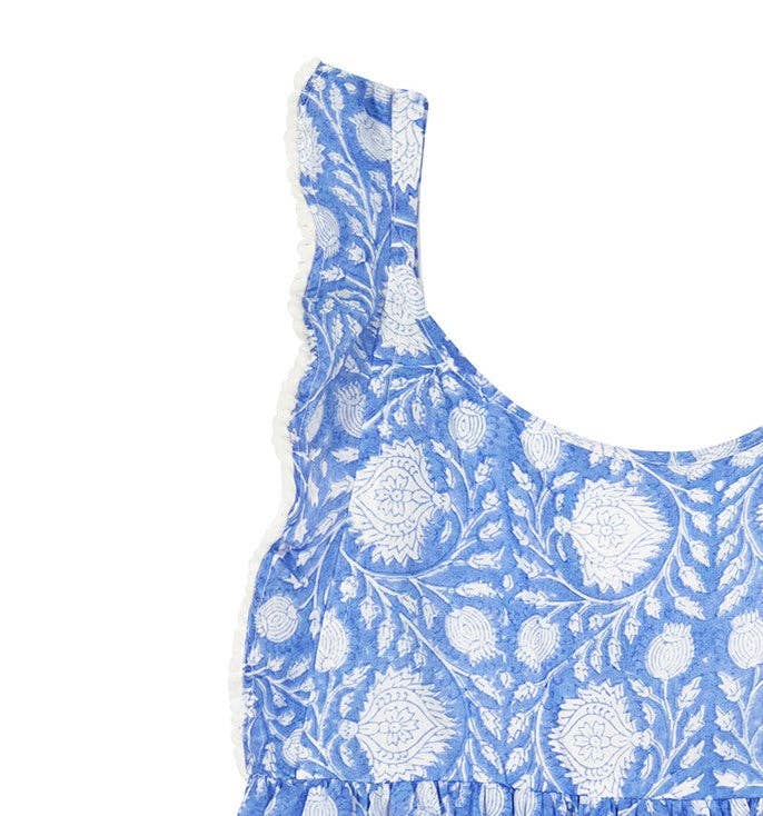 Azul Vestido Daphne con mangas onduladas para niña Farida Blue de venta al por mayor en Faire1