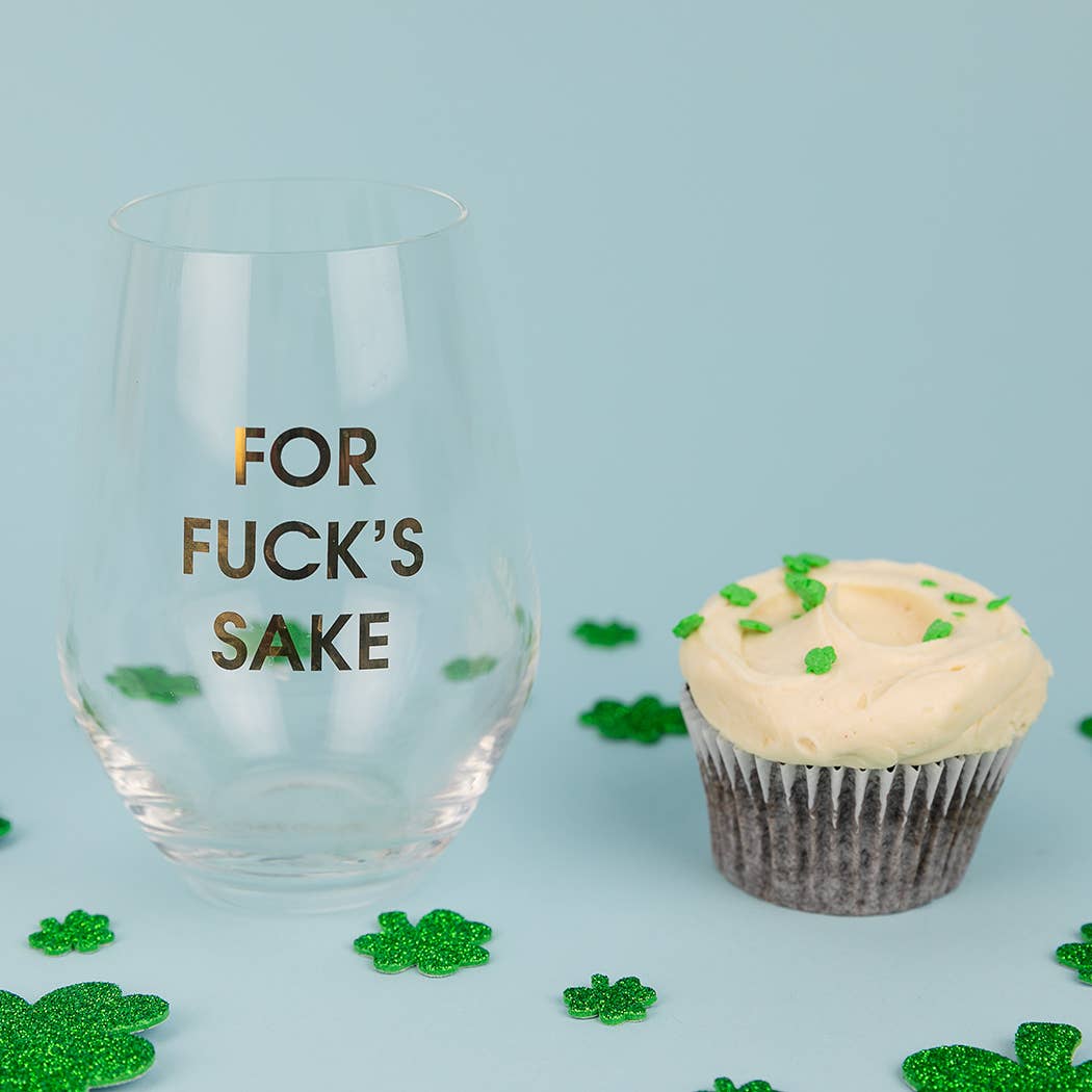 Chez Gagné - Venta al por mayor Copas de vino - Por el amor de Dios - Copa de vino sin tallo con lámina dorada2