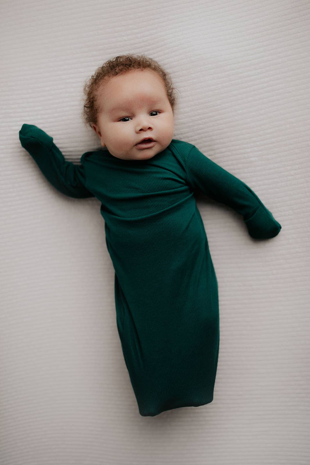 Three Little Tots - Wholesale Babygown - Baby - Forest Green Ribbed Knotted Newborn Baby Gown Sleepwear7