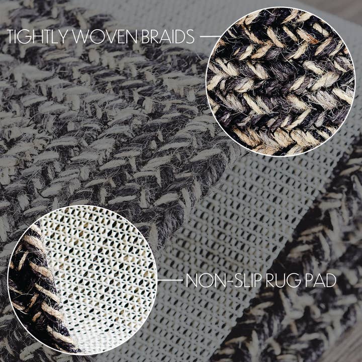 VHC Brands - Wholesale Area Rug - Sawyer Mill Black White Jute Rug Rect w/ Pad 36x60