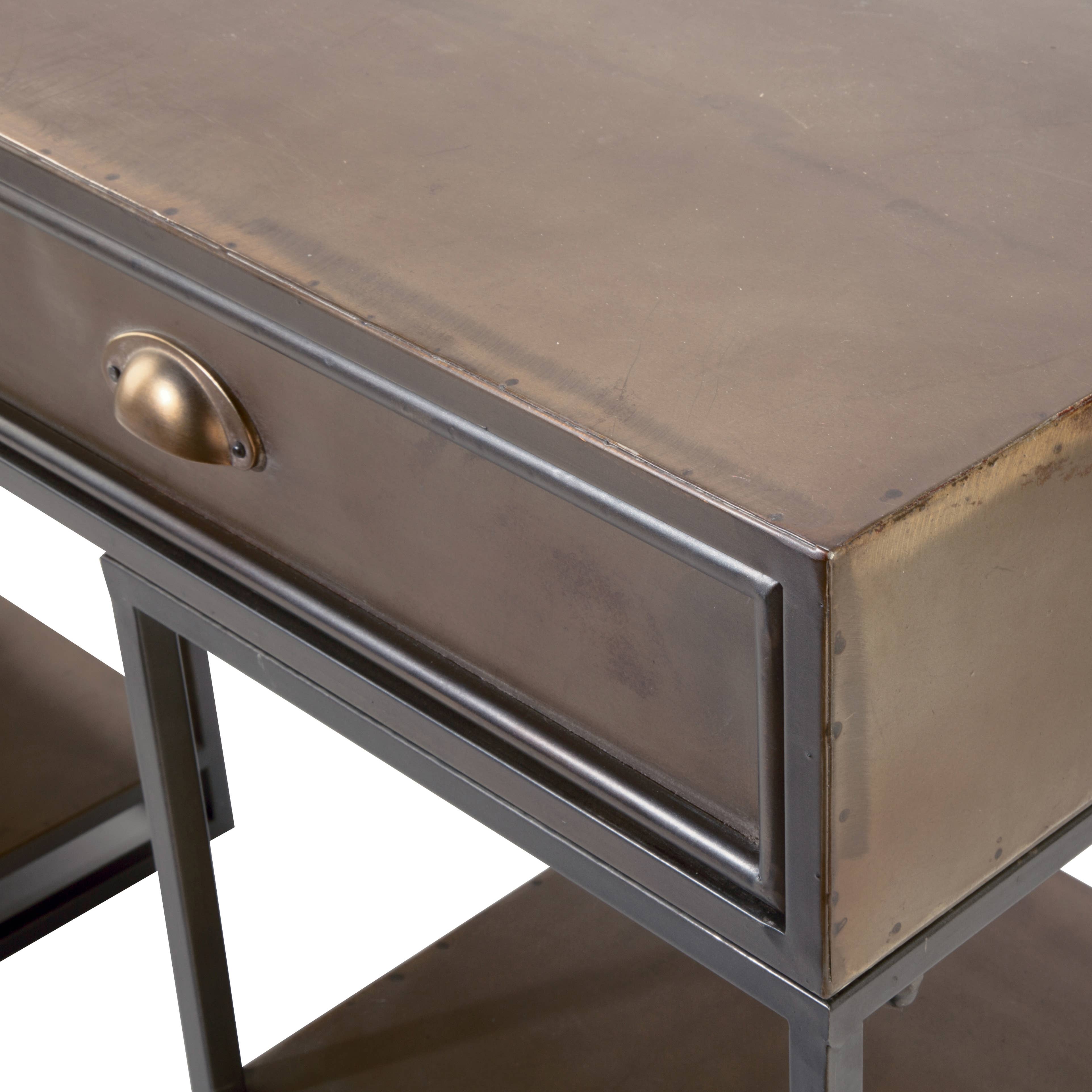 Tripar International - Wholesale Console Table - Bronze Metal Desk with 4 Shelves and 2 Drawers3