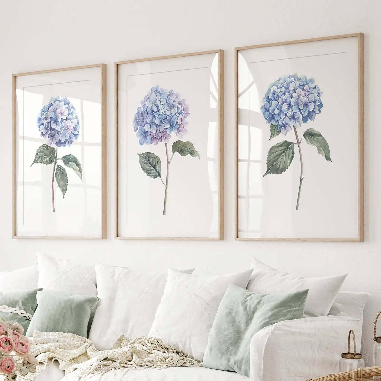 Art Lane - Wholesale Gallery Wall Set - Light Blue Hydrangea Flower Wall Art Poster Set6