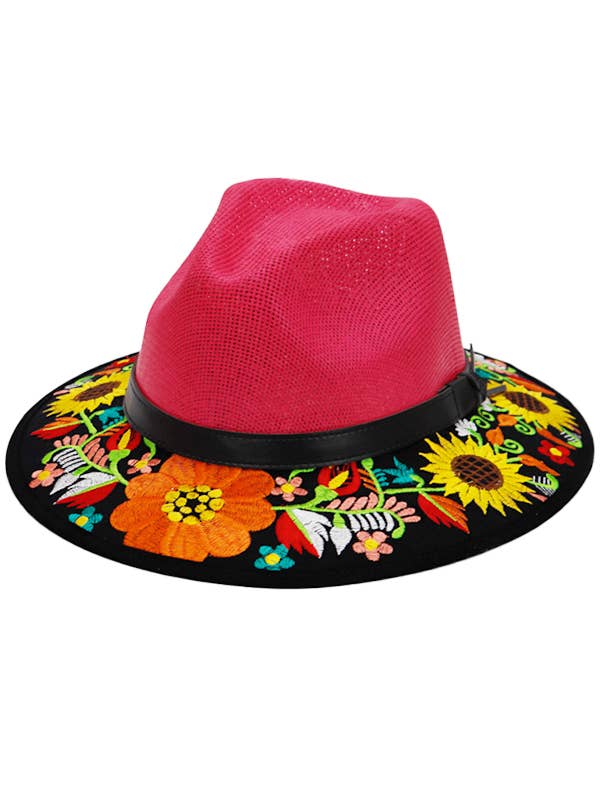 Artisan Elite Hand Floral Embroider Straw Rancher Panama Hat for wholesale by Cap Zone