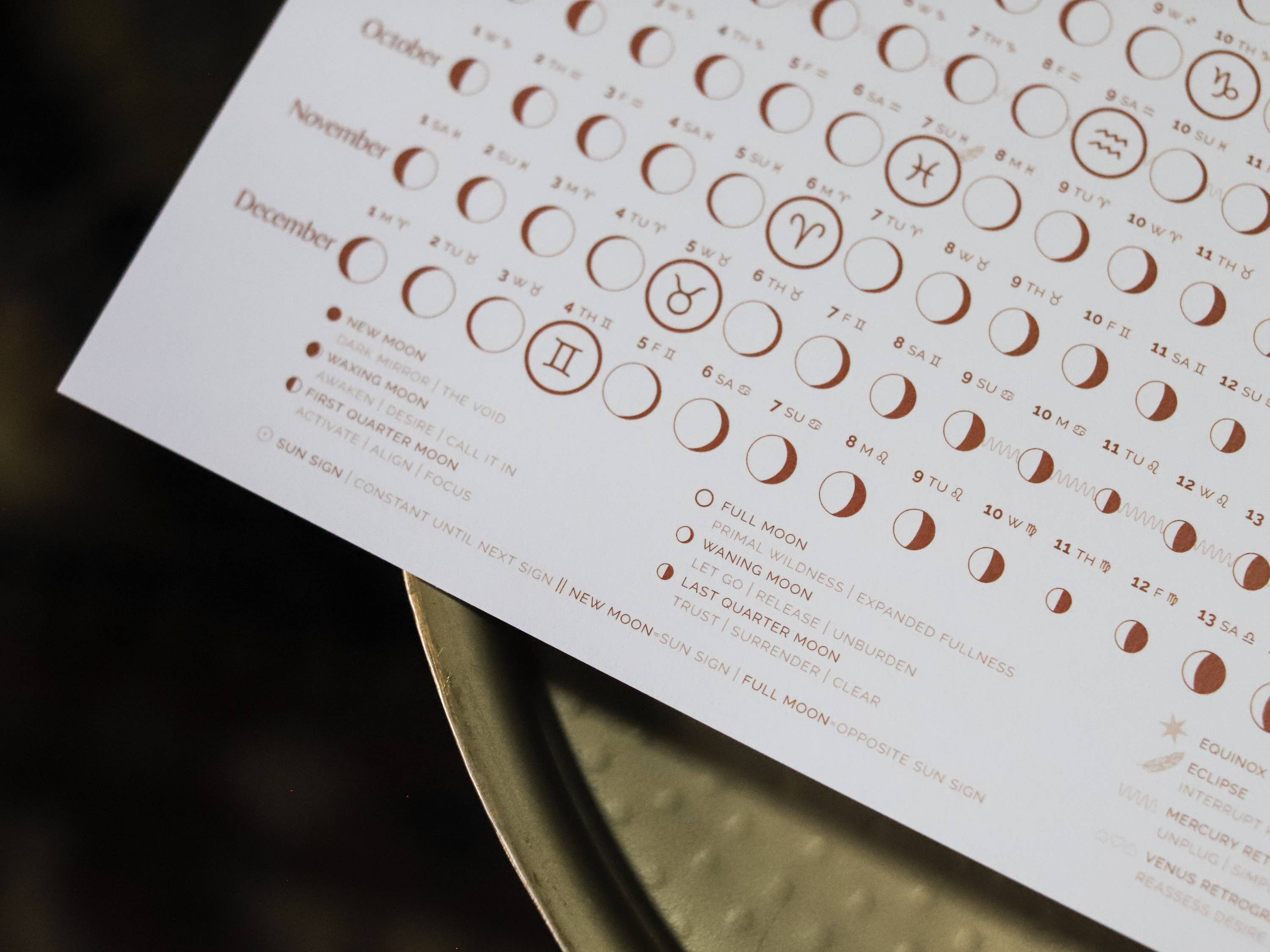 Taming the Tangle - Wholesale Calendar - Terra Cotta 2026 Moon Calendar poster4