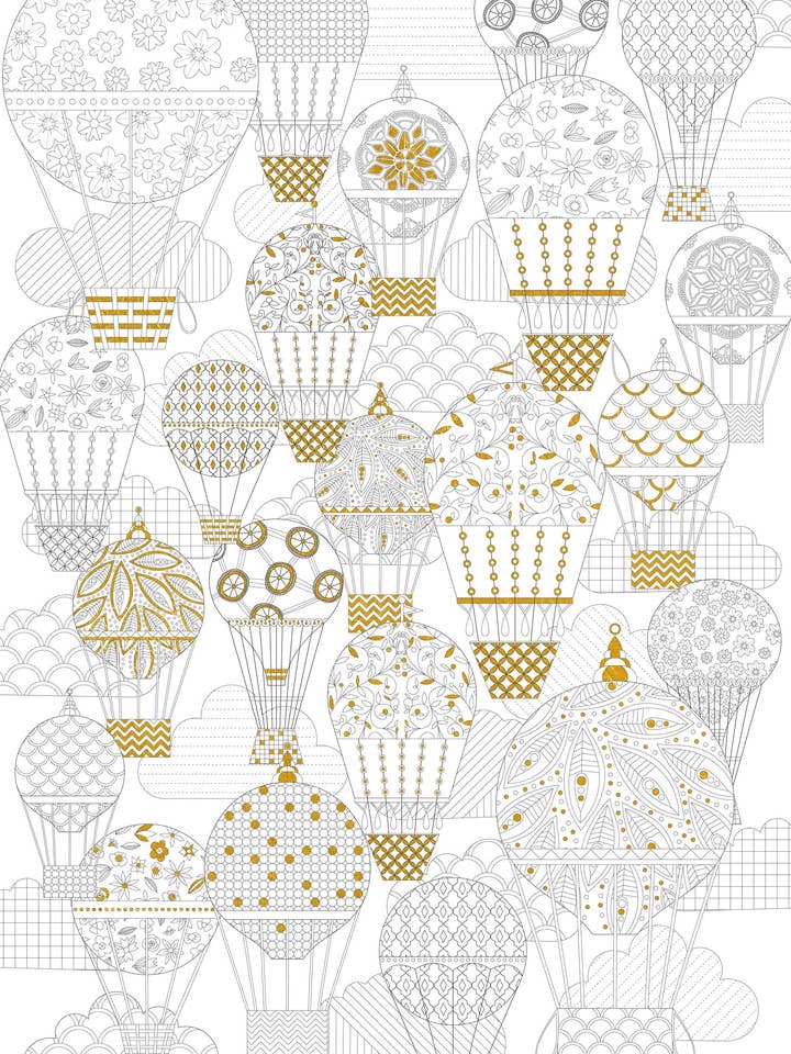 Hot Air Balloons Gold Foil Coloring Poster for wholesale by Peter Pauper Press