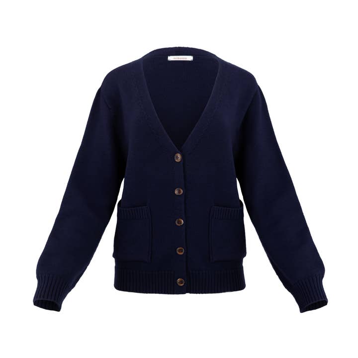 Minnie Merino Wool Cardigan - Marine for wholesale by Maison Mikumo