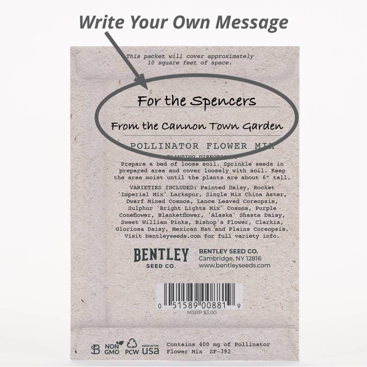 Bentley Seed Co. - Wholesale Plant Seeds - Bee Kind Help Pollinators Kraft Bee - Flower Mix Seed Packets4