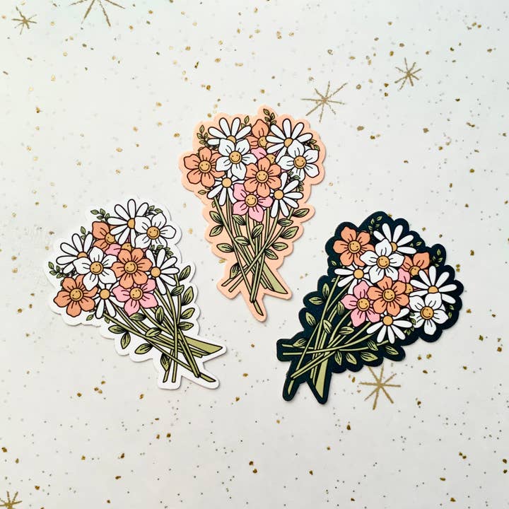 Groovy Boho Flower Bouquet Sticker for wholesale by Happyish Brand
