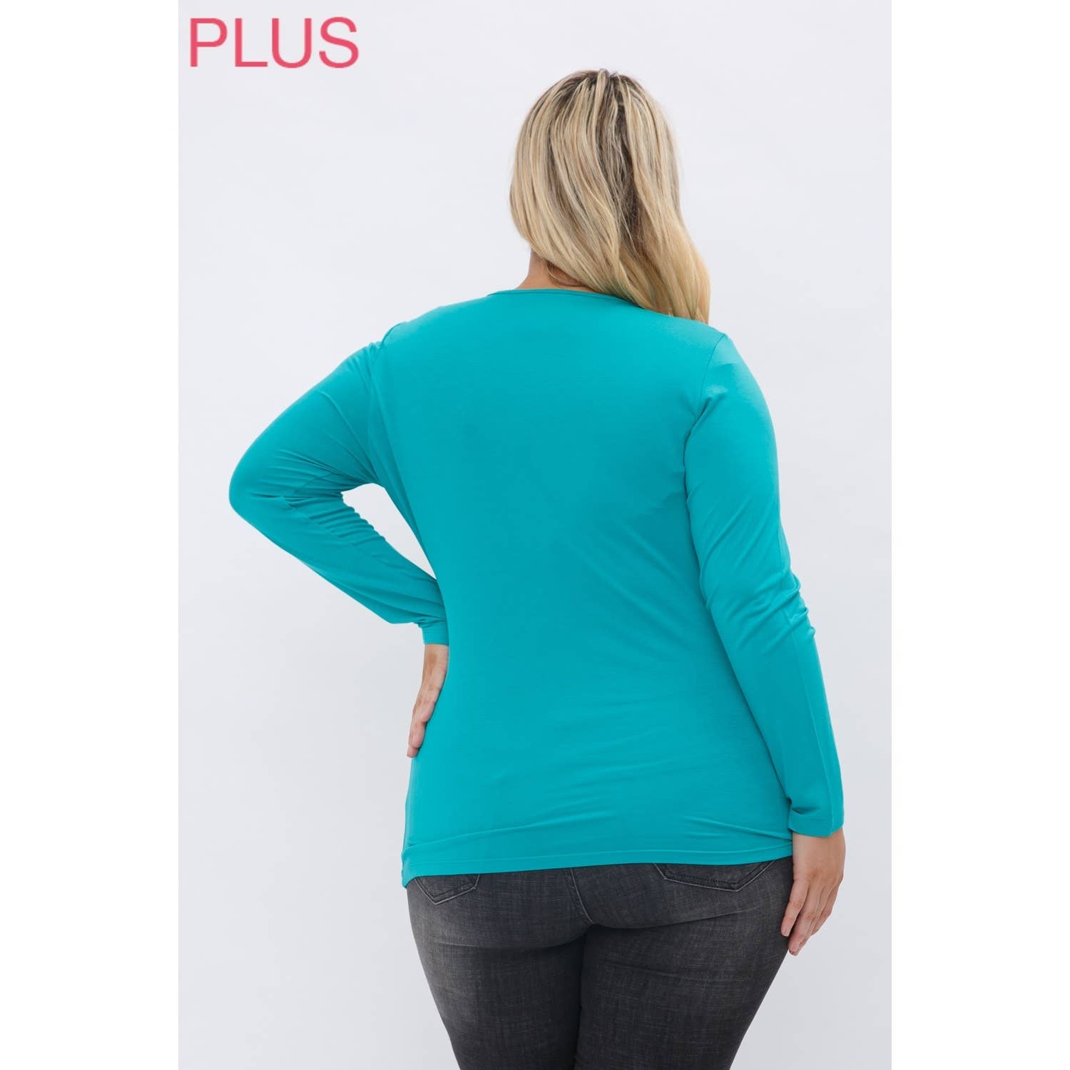 VOCAL - Wholesale Knit Top - Women's - CURVY LASER CUT LONG SLEEVE TOP WITH STONES7