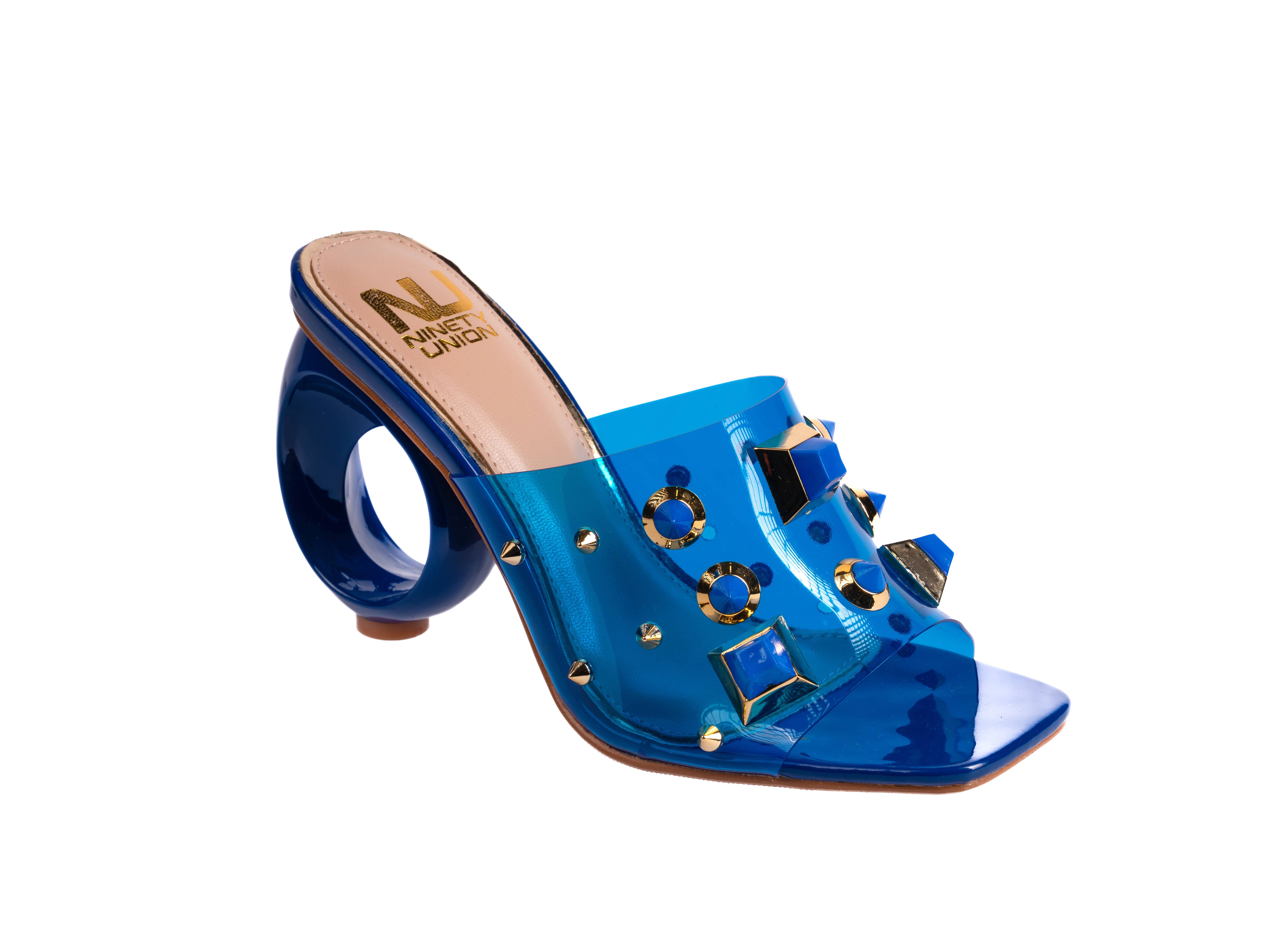 LADY COUTURE - Vendita all'ingrosso Tacchi alti - Donna - Scivolo Vegas Lucite Multicolor Stone su un tacco circolare dorato3