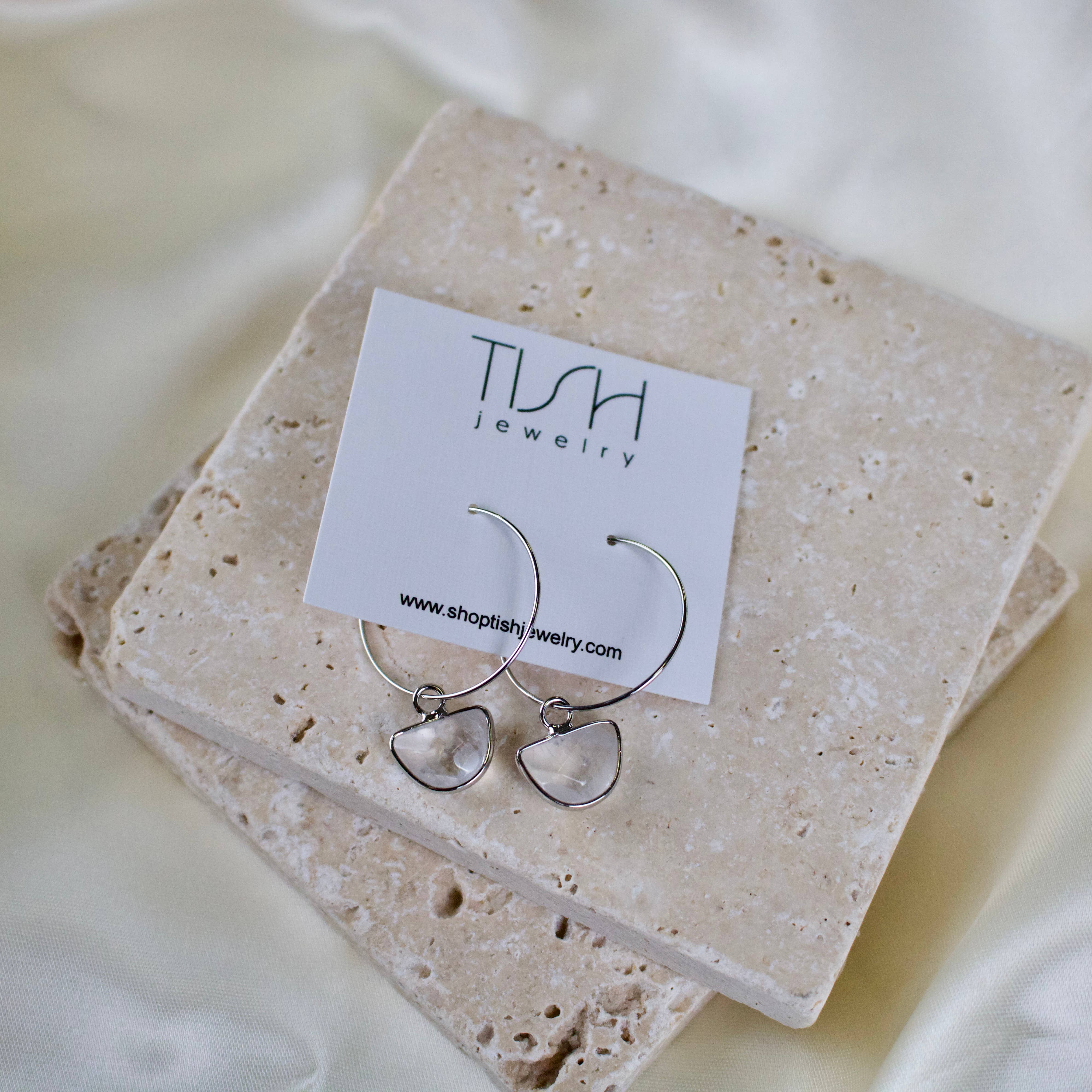 TISH jewelry - Wholesale Hoop Earrings - Aura // Clear Quartz Crystal Hoop Earrings7