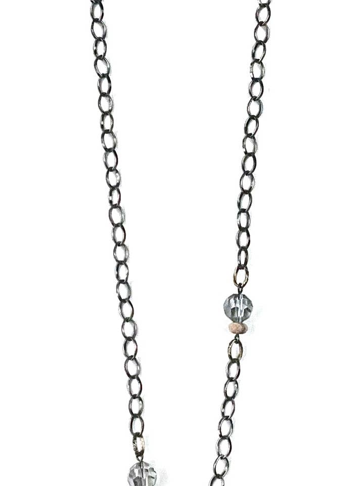 NK LONG CHAIN W/OPEN TEAR & FAN PENDANT for wholesale by Lost & Found Trading