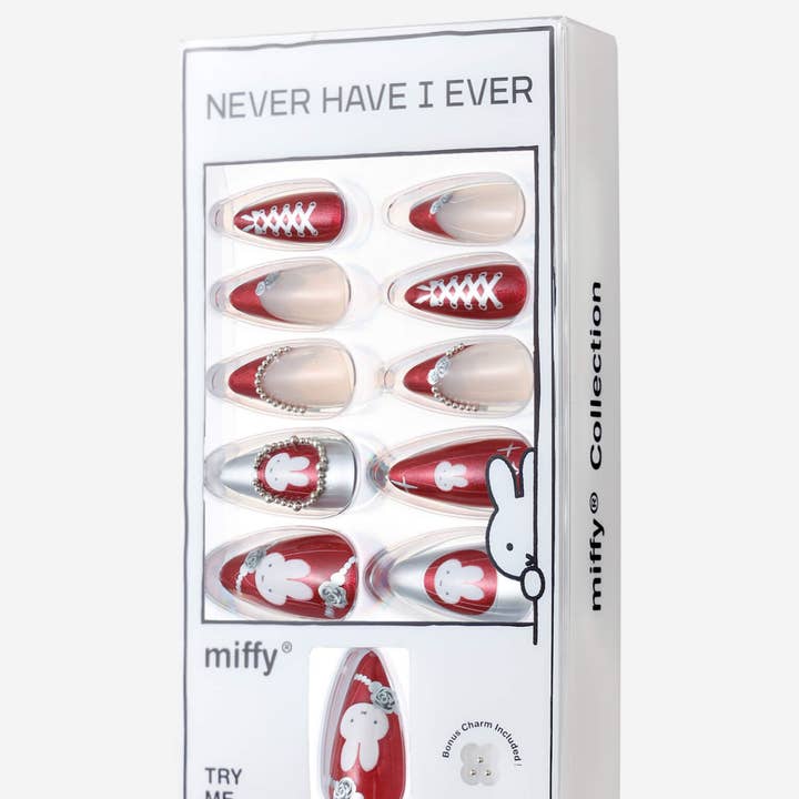Never Have I Ever - Wholesale Press-On/Fake Nails - BURGUNDY MIFFY - ALMOND PRESS-ON NAILS2