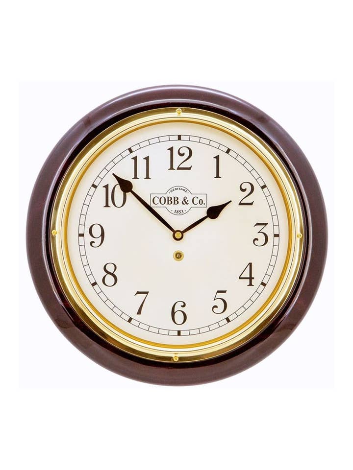 Medium Railway Clock - Gloss Mahogany Arabic for wholesale by Cobb & Co