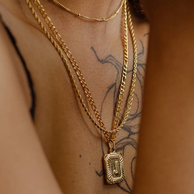 Katinki – wholesale Pendant/charm necklace – Personalized Initial Rectangle Medallion Necklace8