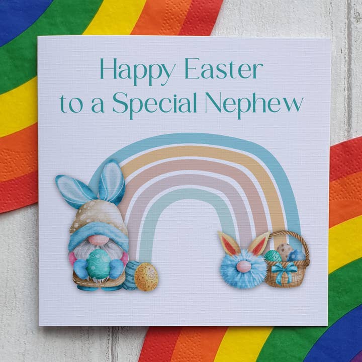 Easter Card for Nephew - Rainbow Gonk for wholesale by TM Giftware
