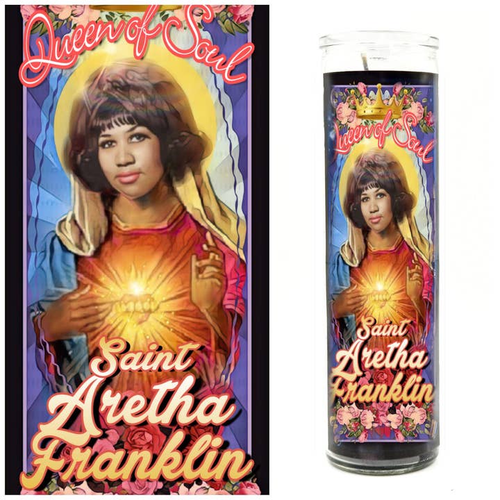 Aretha Queen of Soul Prayer Candle for wholesale by Kitschup Creations