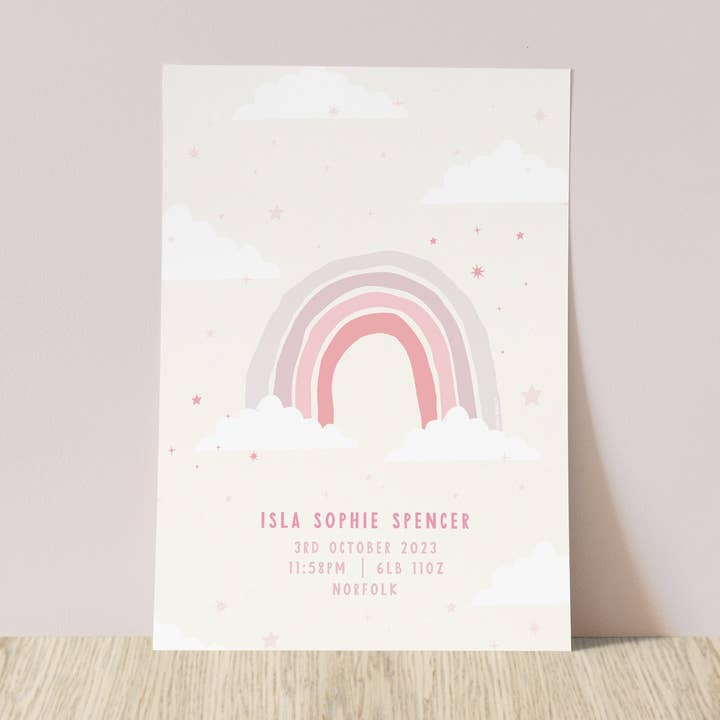 Stampa d'Arte per la Cameretta: Arcobaleno, Stelle e Nuvole per la vendita all'ingrosso da parte di Manta Makes