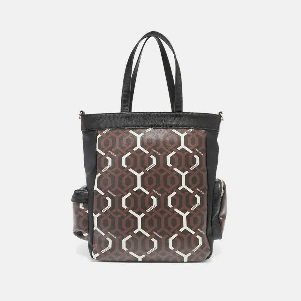 Brown Nicole Lee USA Geometric Pattern Tote Bag for wholesale on Faire4
