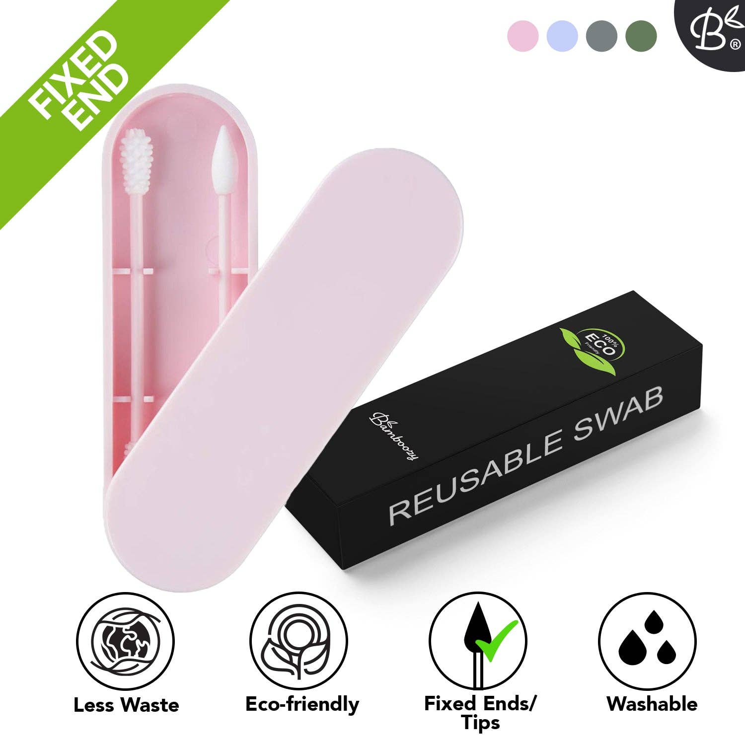 Bamboozy x Cosmeau - Vendita all'ingrosso Cotton fioc/Bastoncini cotonati - Set di 2 cotton fioc riutilizzabili con punte fisse2