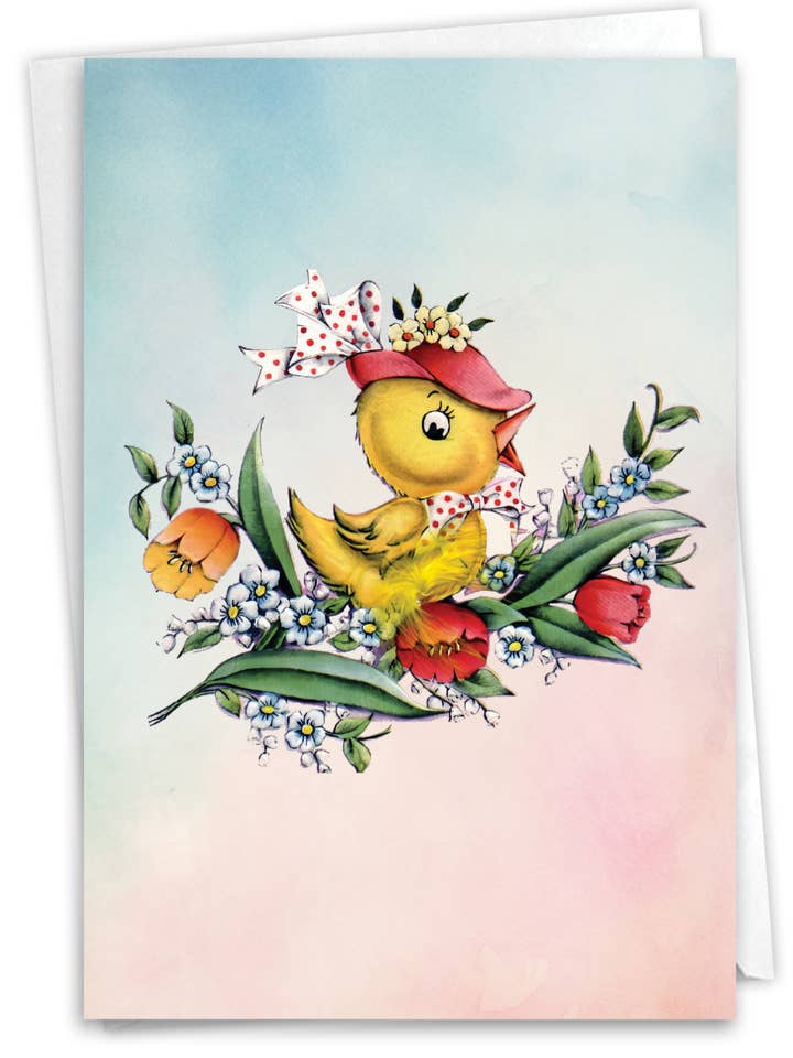 Carte de vœux de Pâques - Lapins et poussins vintage - Bonnet pour la vente par NobleWorks