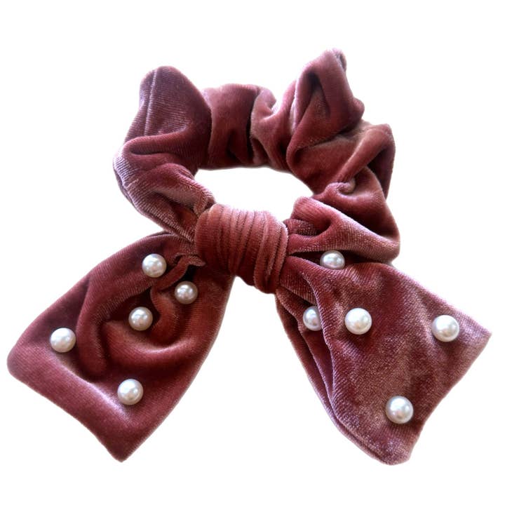 Velvet Pearl Tie Scrunchie for wholesale by Mini Haute Mess