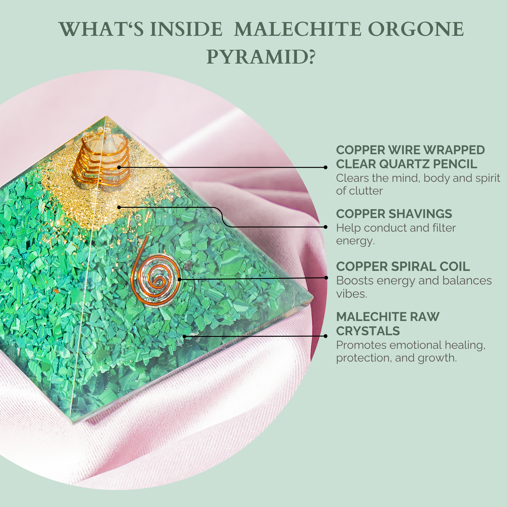 Soothing Crystals – wholesale Spiritual stone/crystal – Orgone Pyramid |Synthetic Malachite | Crystal Energy Pyramid14