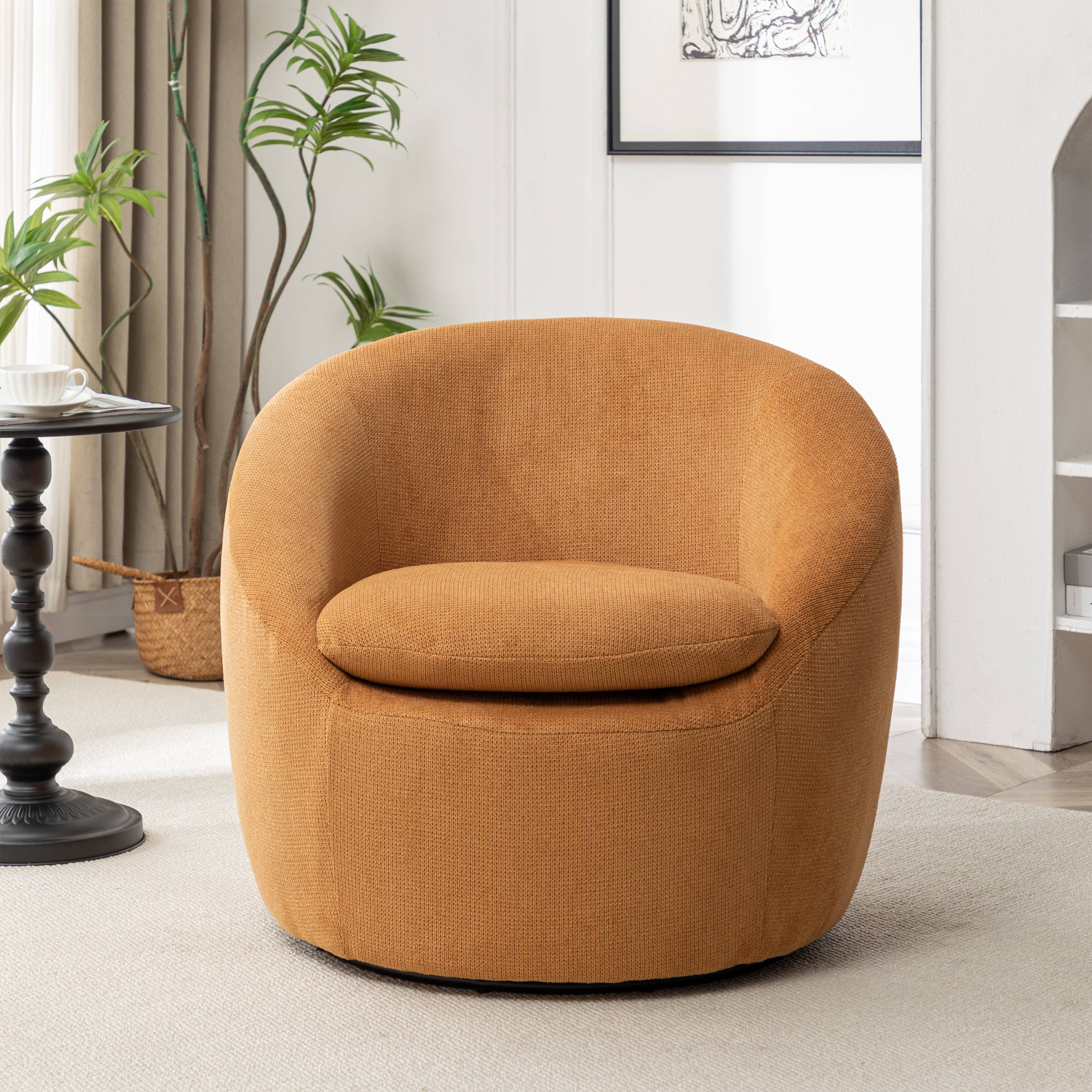 HOMYCASA DESIGN INC - Vente Chaises - Fauteuil tonneau pivotant à 360° en tissu bouclé Winnie Modern Teddy22