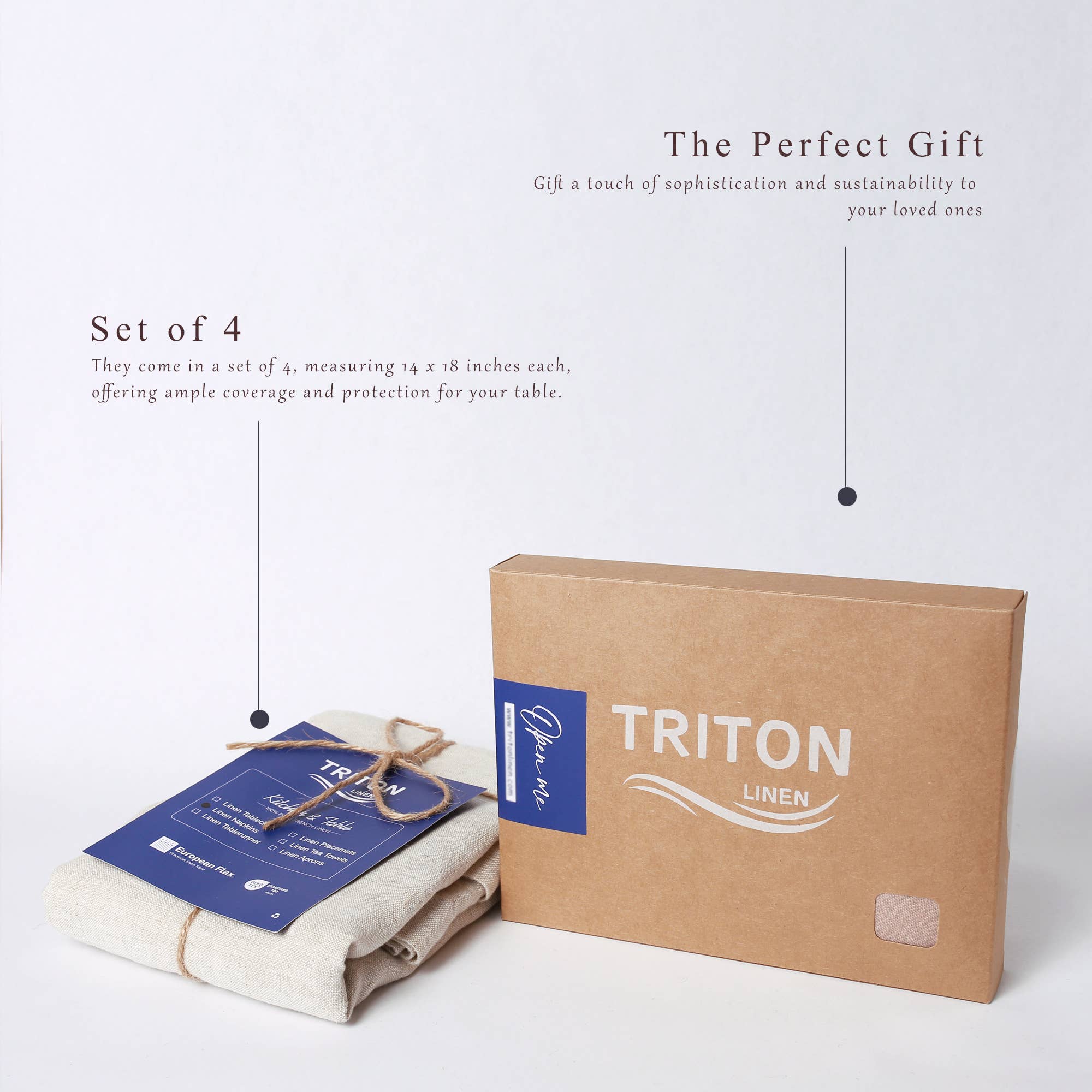 Triton Linen – Individuais por atacado – Conjunto de 4 individuais 100% Linho - 35,5 cm x 45,7 cm - Natural5
