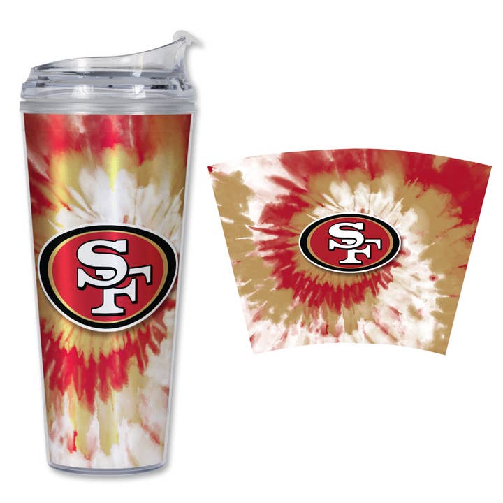 San Francisco 49ers Metallic Tie Dye 24oz Acrylic Tumbler for wholesale by Rico Industries