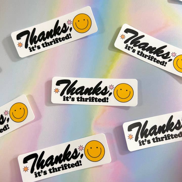 Thanks its Thrifted - Thrift Shop Sticker - Thrifting for wholesale by Happyish Brand