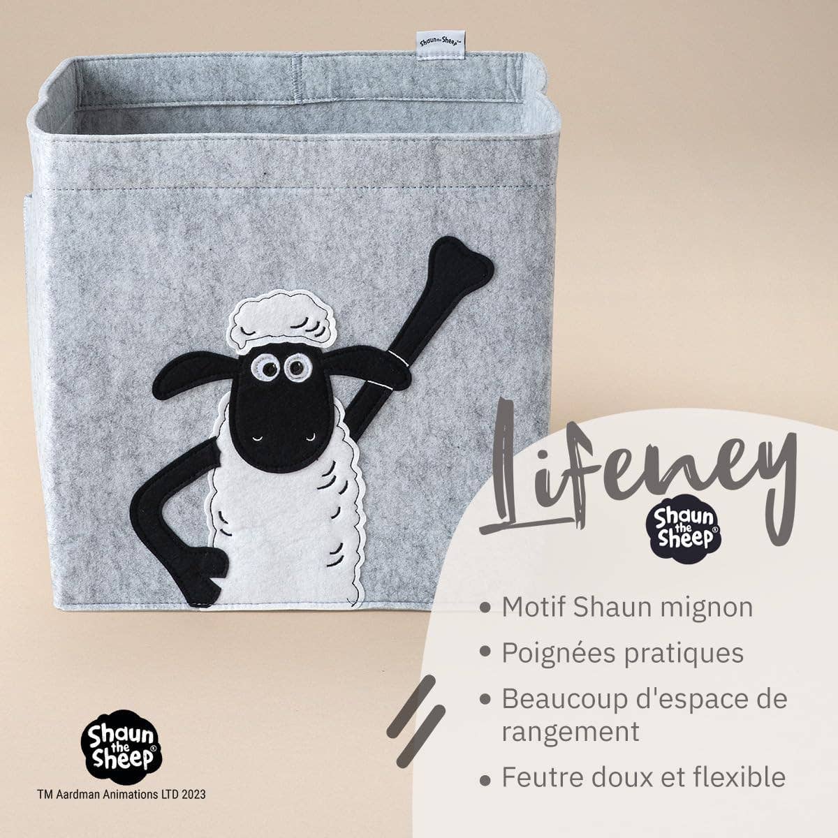 Zenker – wholesale Storage bin – Child & baby – Felt storage box compatible with Kallax Shaun the Sheep Lifeney raised fist1