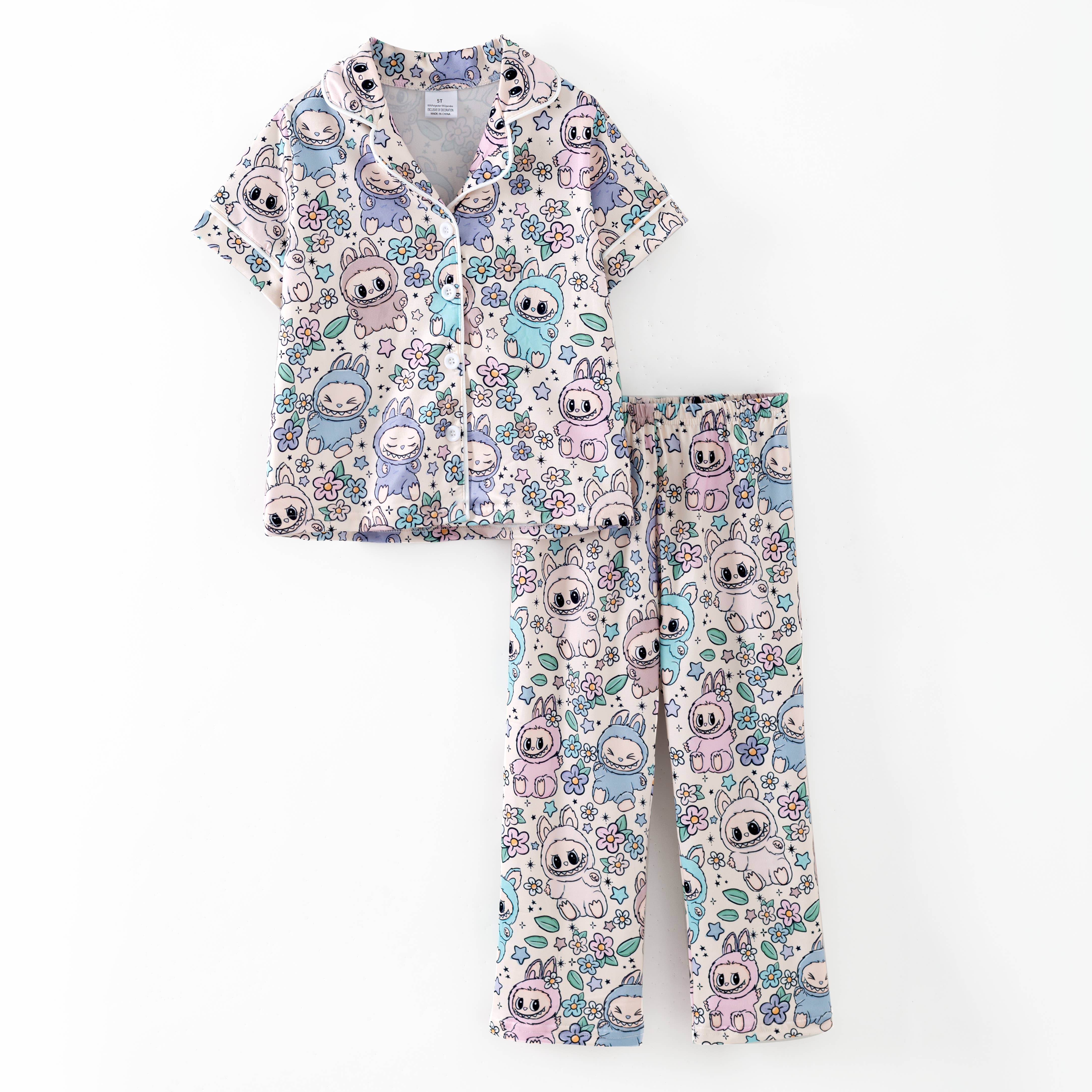 Auraquise - Vente Haut et bas de pyjama – enfant - Ensemble de Pyjama d'Automne Dessin Animé – Doux & Confortable Manches Courtes + Pantalon1