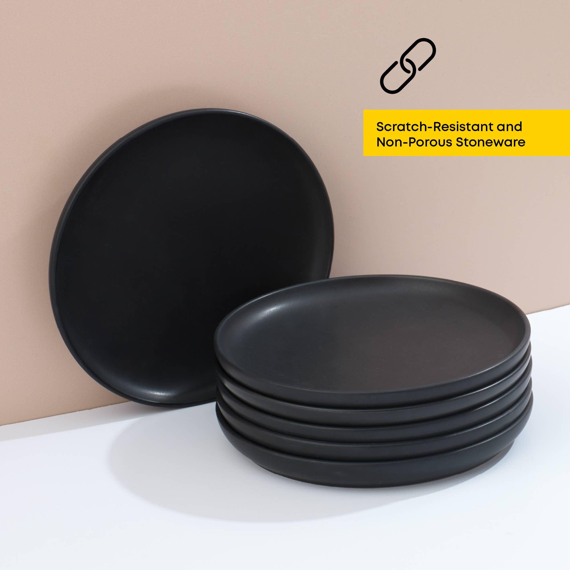 JoyJolt - Wholesale Borden - JoyJolt Mesa 6-delige saladeborden van steengoed, set van 8”5