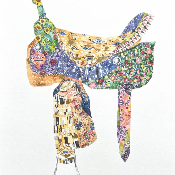 Watercolor Western - Wholesale Everyday Greeting Card - Klimt-Inspired Saddle Greeting Card 1