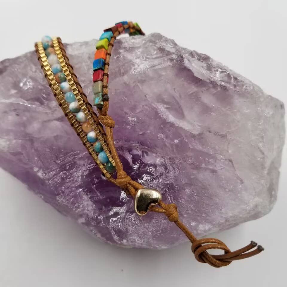 magnolia jewelry - Vendita all'ingrosso Bracciale con perline - Bracciale avvolgente a cuore in pietra semi preziosa2