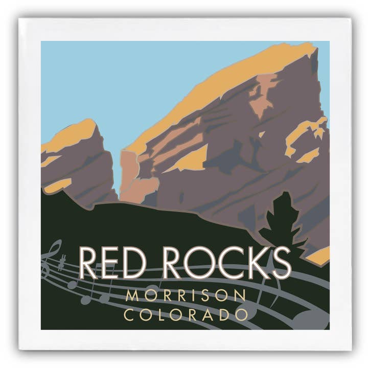 Red Rocks 2 (music), Colorado - Sandstone Coaster for wholesale by M&W Design Co - Travel Posters