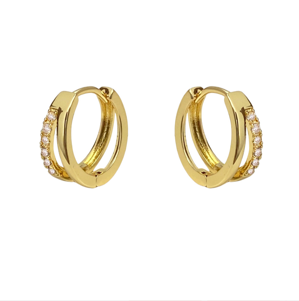 Melange Blanc – wholesale Huggie earrings – E182 double hoop huggie earring, double hoop earring0