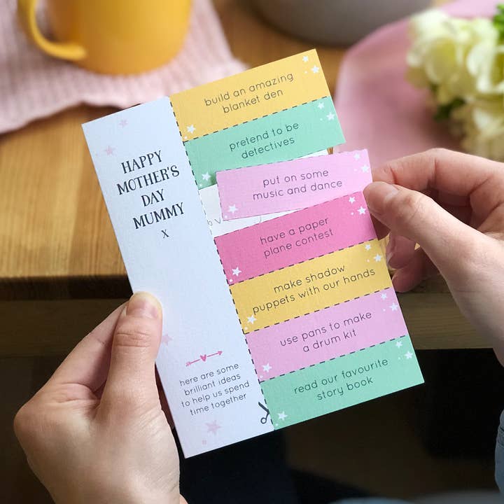 Cartão de cupom de ideias de atividades do dia das mães por atacado de Clara and Macy