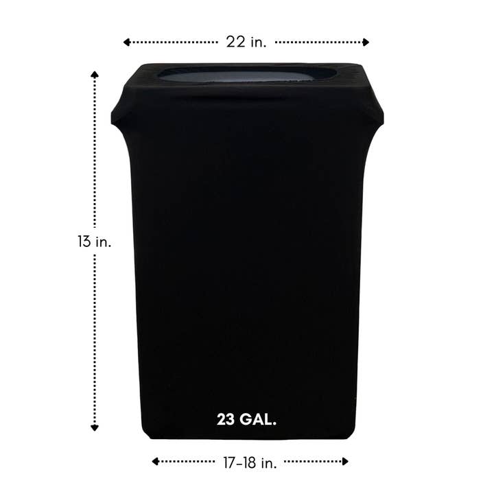 YOUR CHAIR COVERS - Wholesale Trashcan/Trash Bin - 23 Gallon Spandex Slim Jim Narrow Trash Can Cover Black