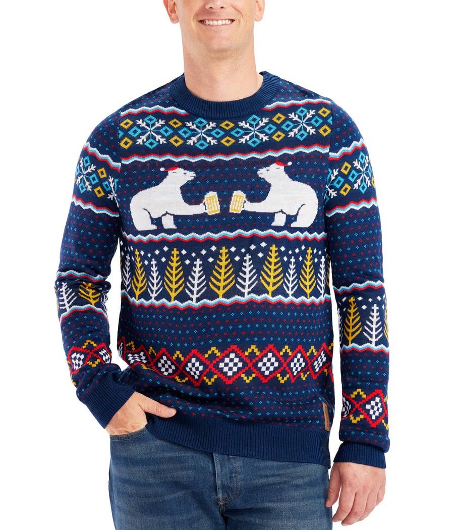 Tipsy Elves - Wholesale Knit Sweater - Men's - Polar Bear Party Sweater - Men's Ugly Christmas Sweater