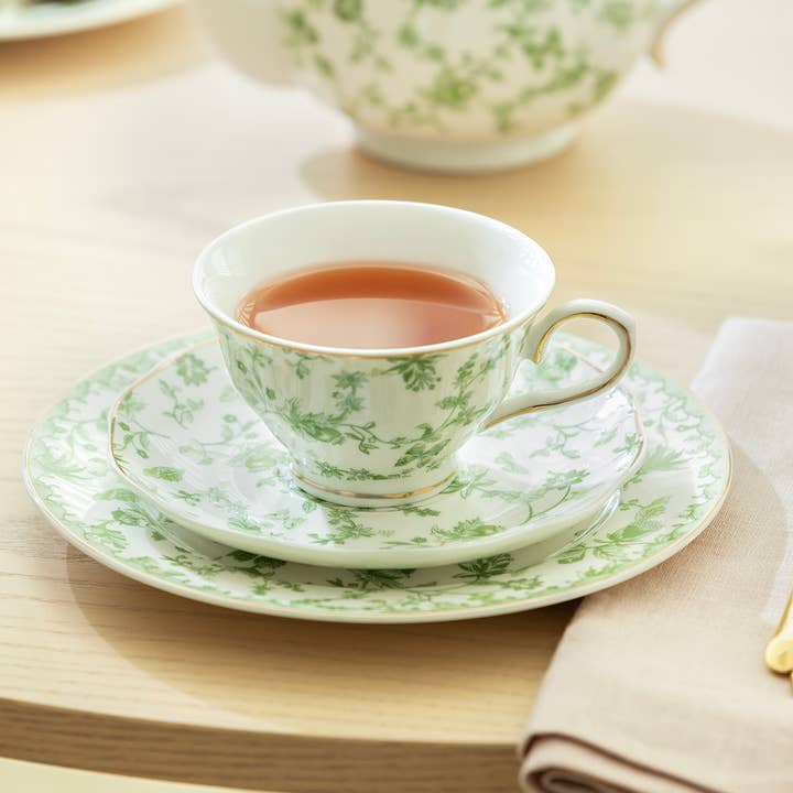 Grace Teaware - Wholesale Coffee/Tea Cup - Greeny Garden 7oz Fine Porcelain Tea Cup and Saucer1