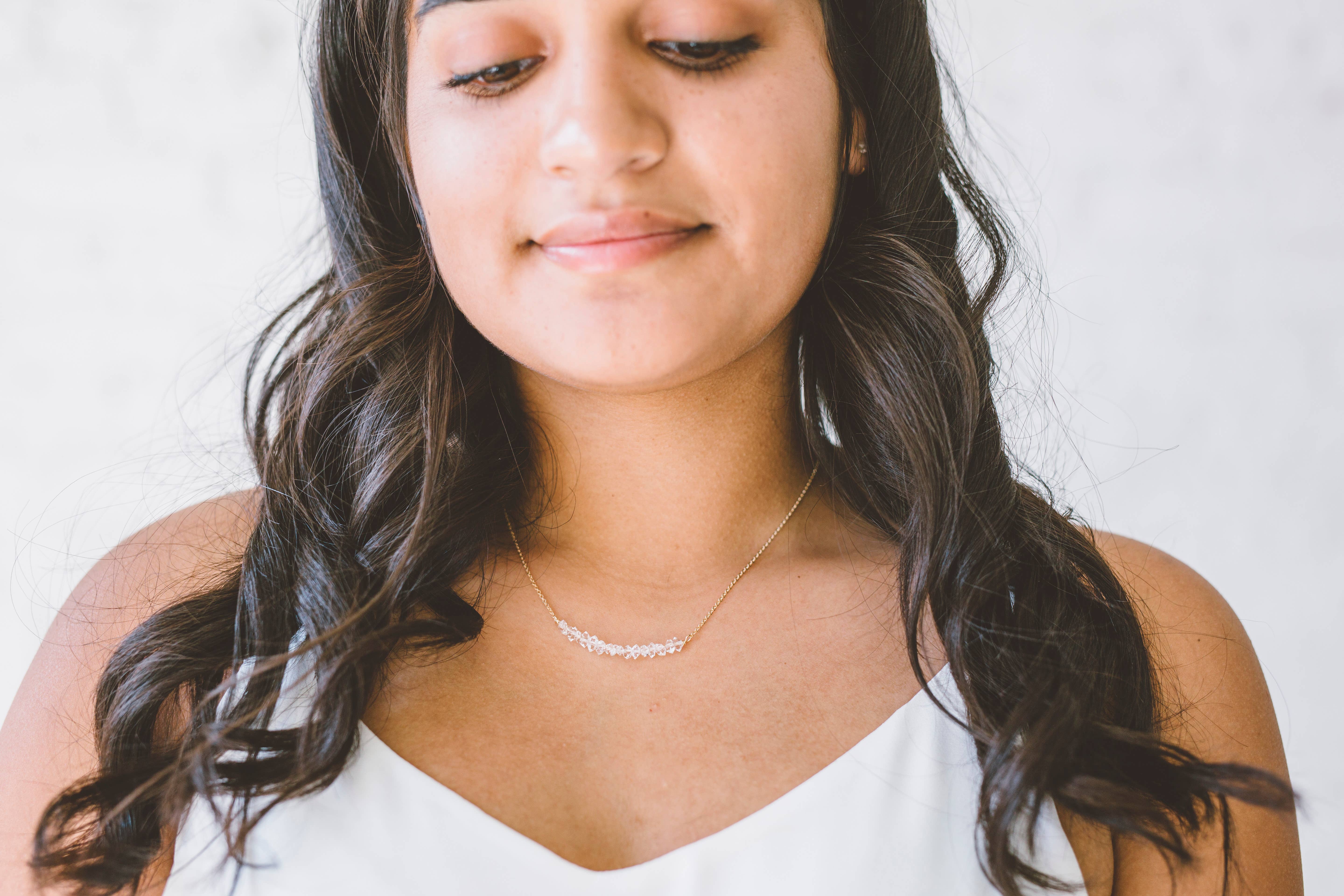Modest Elements - Wholesale Link & Chain Necklace - Herkimer Diamond Necklace | 14kt Gold Fill + Sterling Silver3