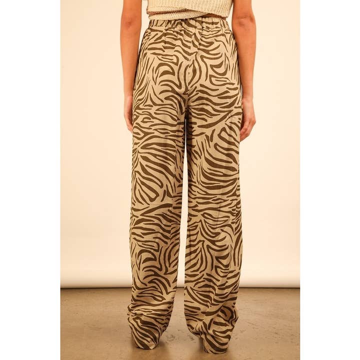 Paperdoll - Wholesale Pants - Women's - Animal Print Linen Wide Leg Pants2