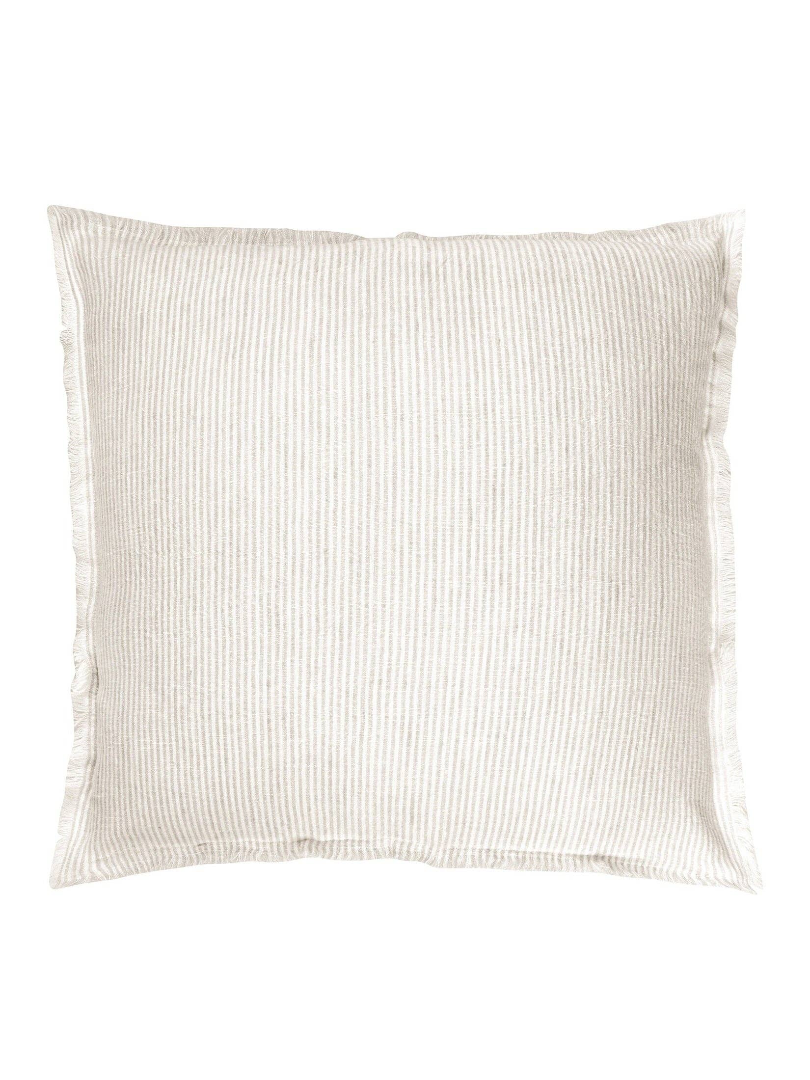 Anaya Home - Wholesale Decoratief kussen - Beige Kussen van Zacht Linnen met Streepjes en Franjes12
