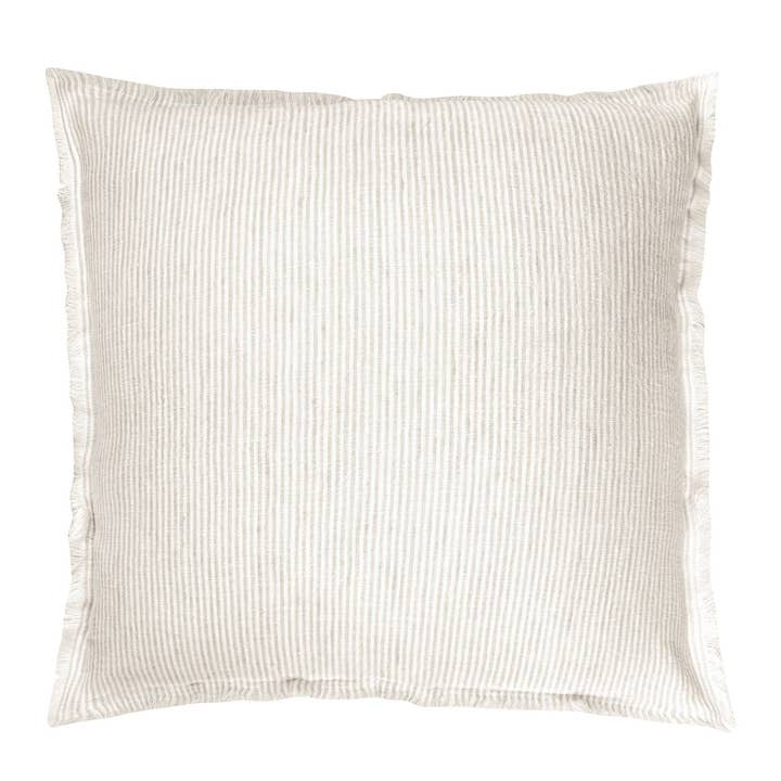 Anaya Home - Wholesale Decoratief kussen - Beige Kussen van Zacht Linnen met Streepjes en Franjes12